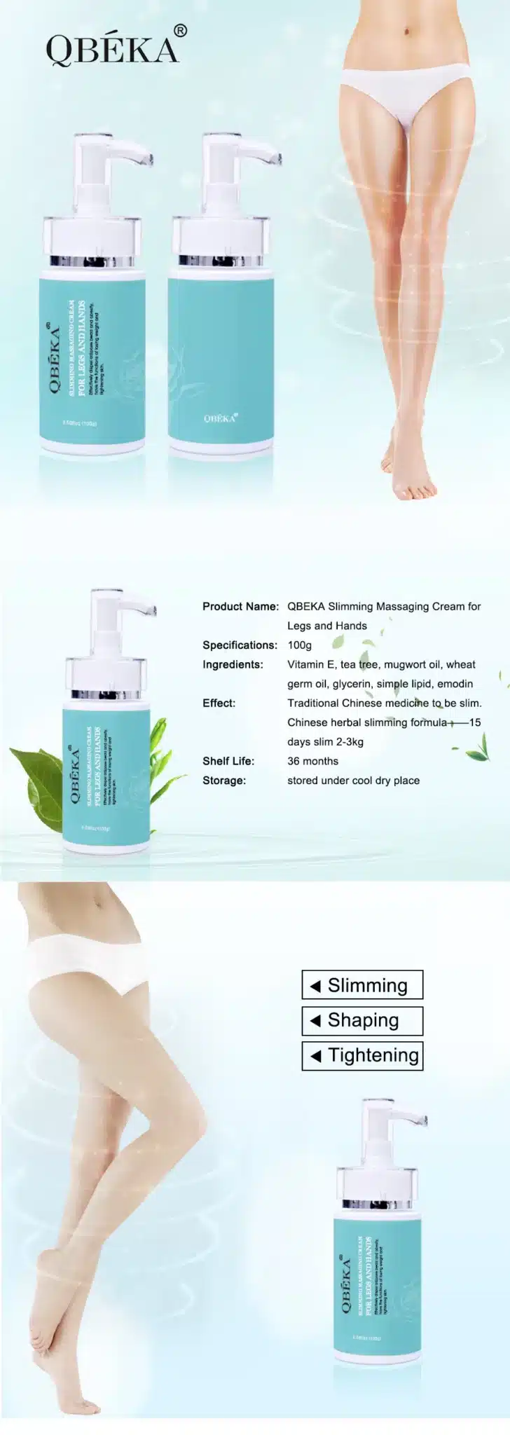 QBEKA Body Slimming Cellulite Cream Fat Burn Creams Thin Legs & Hands Arms Anticellulite Weight Loss Slimming Products 8