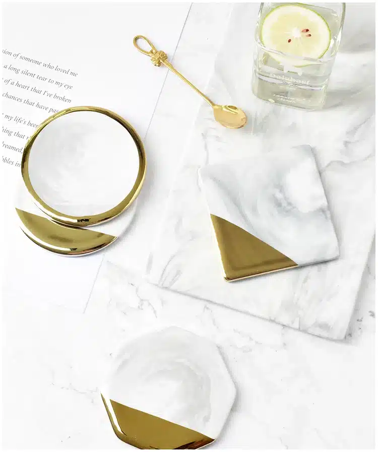 Luxury Marble Ceramic Placemat Coaster Mats Pads for Cup Wine Drink Coffee Mug Table Decoration Accessories Kitchen Tool 11