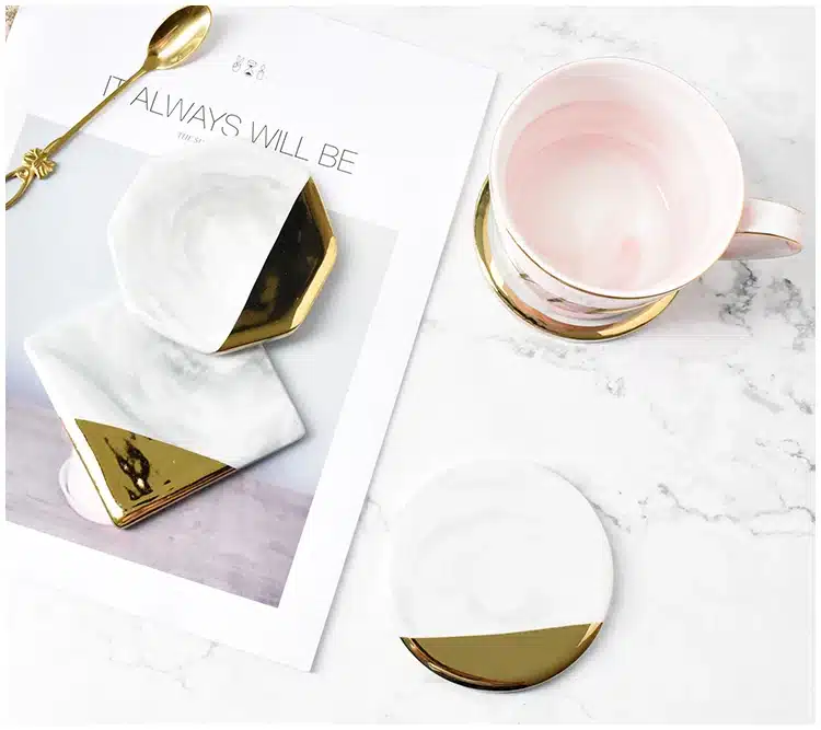 Luxury Marble Ceramic Placemat Coaster Mats Pads for Cup Wine Drink Coffee Mug Table Decoration Accessories Kitchen Tool 13