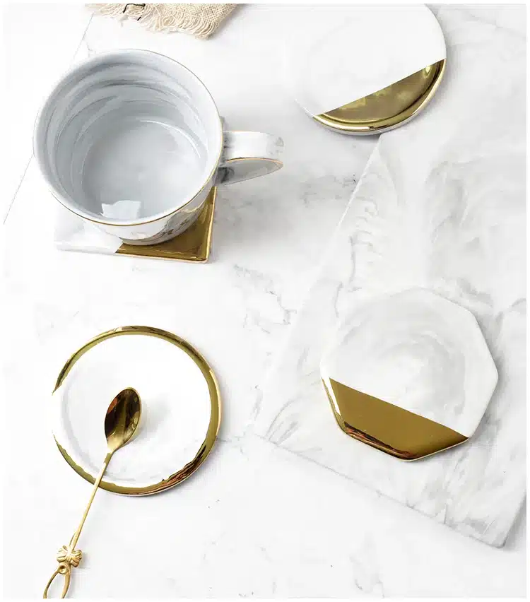 Luxury Marble Ceramic Placemat Coaster Mats Pads for Cup Wine Drink Coffee Mug Table Decoration Accessories Kitchen Tool 14