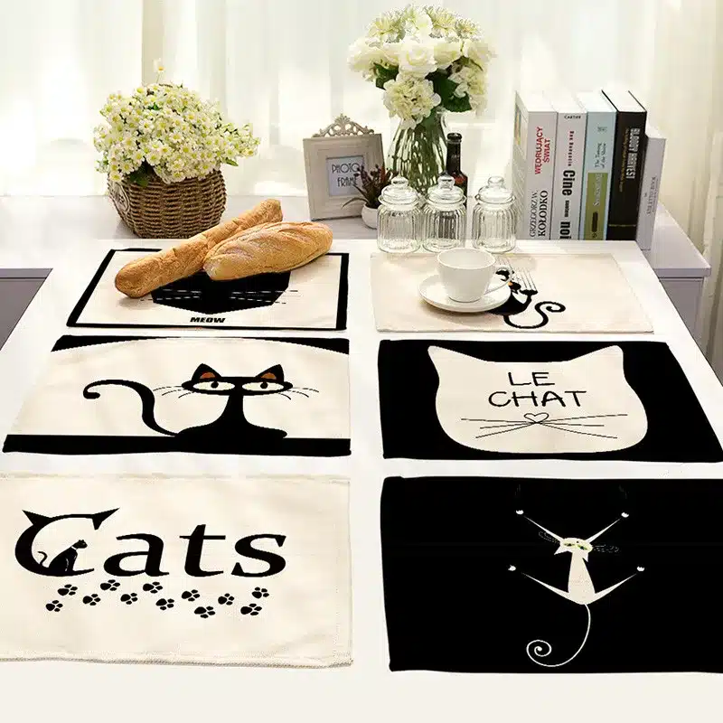 42x32cm Cartoon Cat Printed Placemats Dining Tables Coaster Cloth Insulation Coffee Tea Cup Pad Kitchen Placemat for Table S10 9