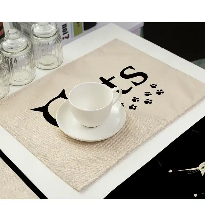 42x32cm Cartoon Cat Printed Placemats Dining Tables Coaster Cloth Insulation Coffee Tea Cup Pad Kitchen Placemat for Table S10 11