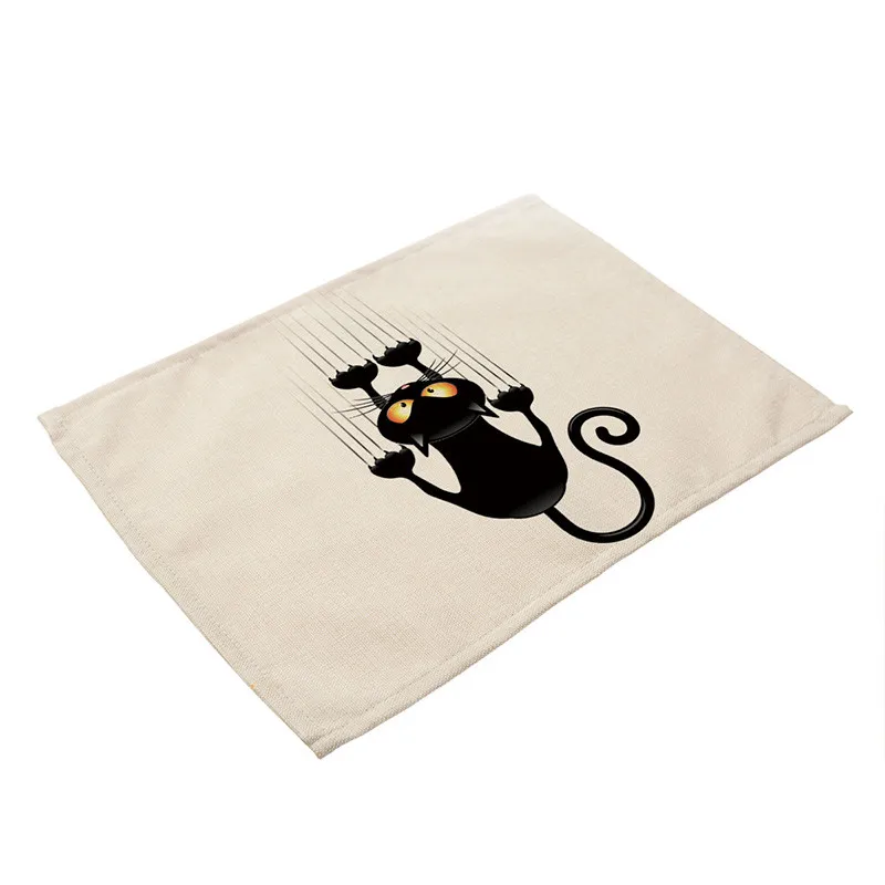 42x32cm Cartoon Cat Printed Placemats Dining Tables Coaster Cloth Insulation Coffee Tea Cup Pad Kitchen Placemat for Table S10 16