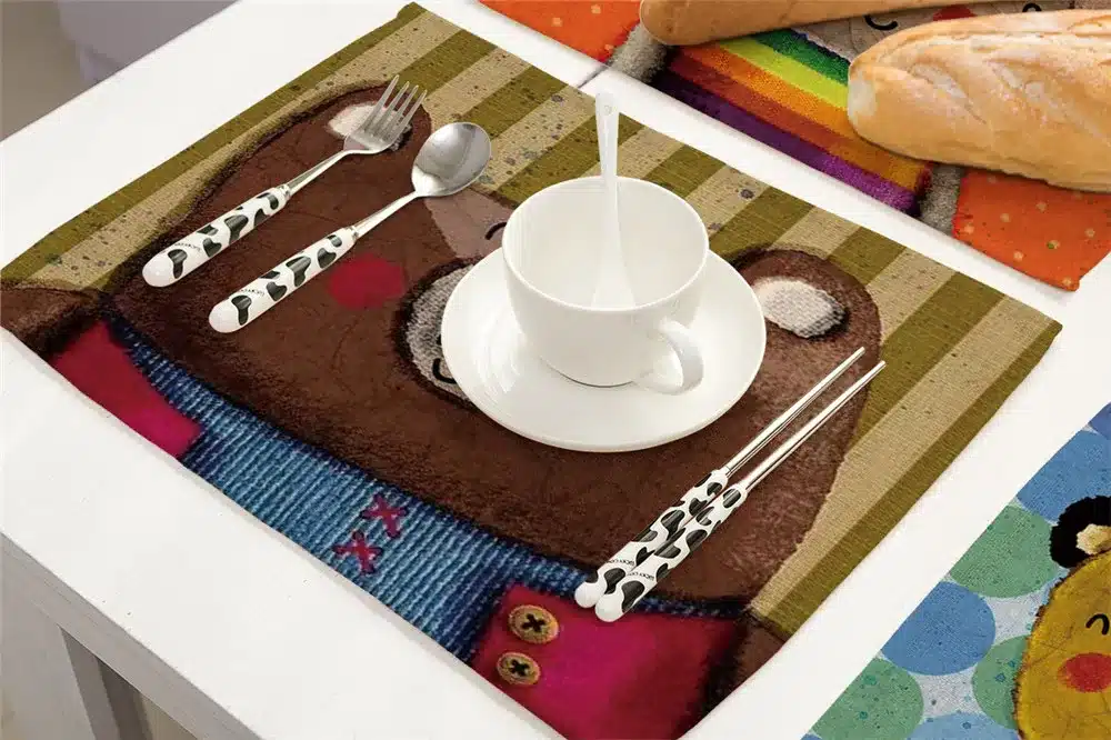 Cotton Linen Table Mat Cute Cartoon Animal Pattern Placemats For Children Kids Kitchen Dining Place Mats Pads 17