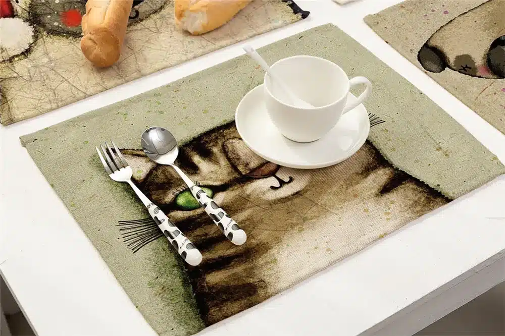 Cotton Linen Table Mat Cute Cartoon Animal Pattern Placemats For Children Kids Kitchen Dining Place Mats Pads 18