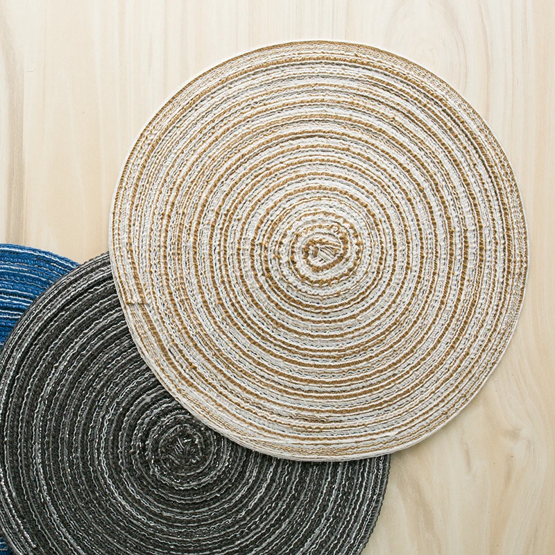 Home Mat Design Table Ramie Insulation Pad Round Placemats Linen Table Mats Kitchen Accessories Decoration Home Pad Coaster 36