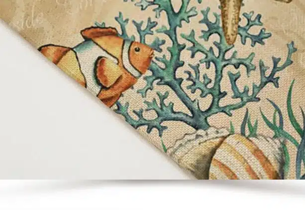 Miracille 2Pcs 4Pcs 6Pcs/lot Marine Animal Sea Turtle Horse Fish Printed Linen Placemat Dinner Coaster Home Textile Table Decor 11