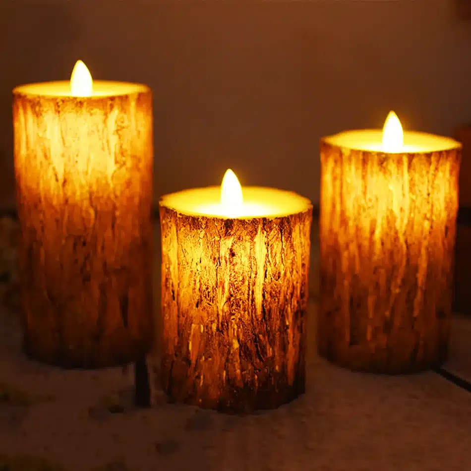 unique pine tree finishing led wax candle with dancing flame,Halloween/Christmas candle light decorative/novelty led night light 12