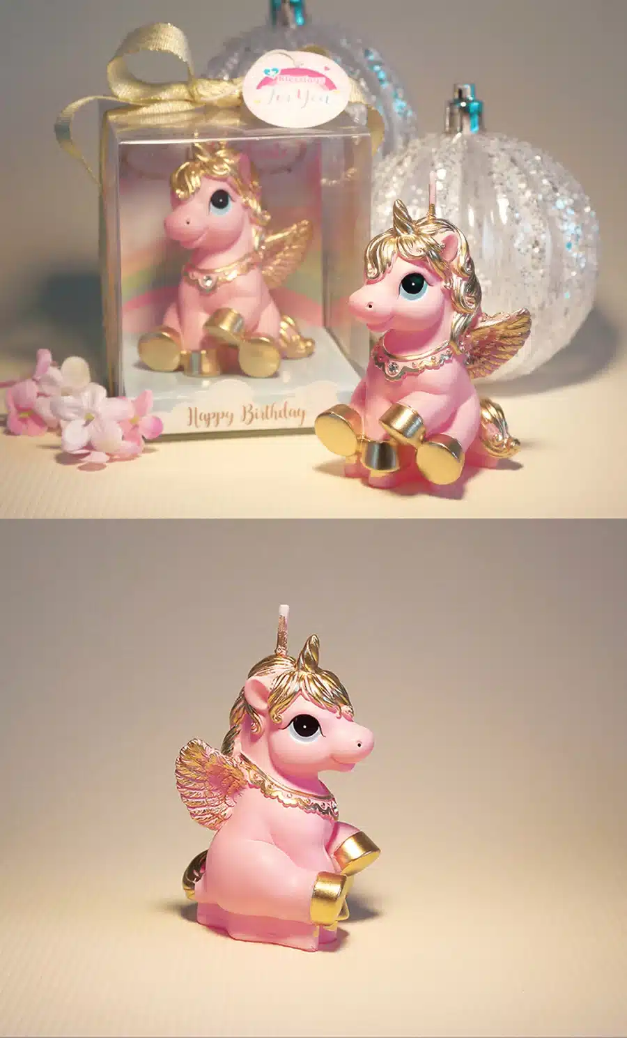 Amazing Mini Unicorn Model Art Cake Candle for Wedding Party Children Baby Birthday Candles Decor Pink Pony Candles Party Gifts 15