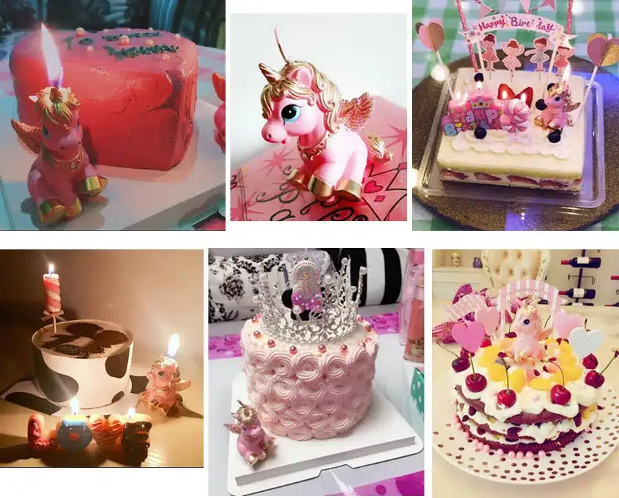 Amazing Mini Unicorn Model Art Cake Candle for Wedding Party Children Baby Birthday Candles Decor Pink Pony Candles Party Gifts 26