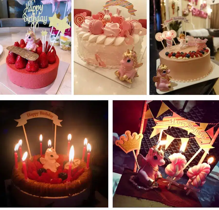 Amazing Mini Unicorn Model Art Cake Candle for Wedding Party Children Baby Birthday Candles Decor Pink Pony Candles Party Gifts 27