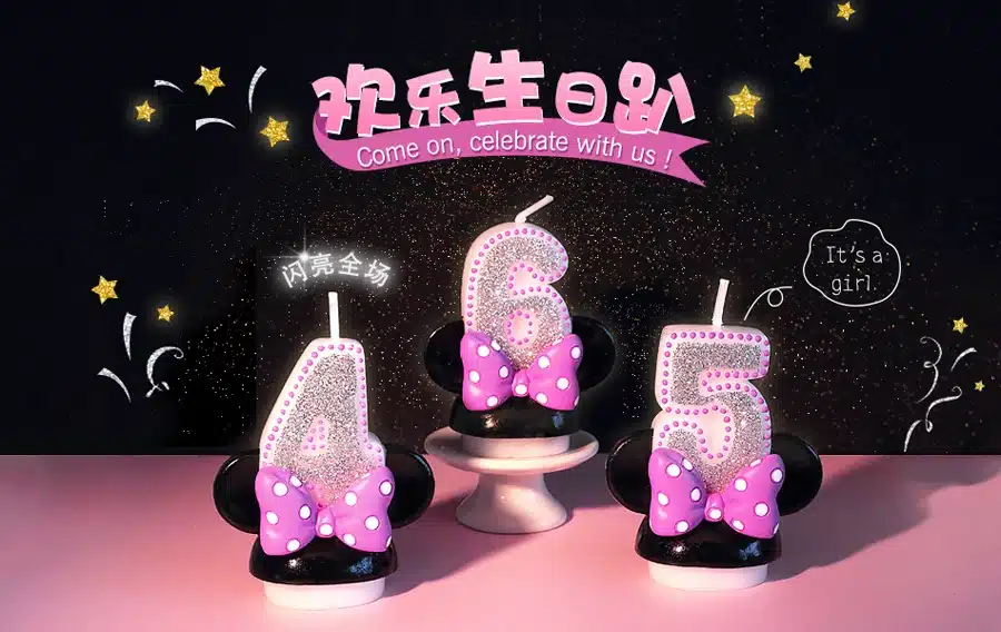 0-9 Creative Cartoon Digital Cake Candle for Birthday Pink Smokeless Art Candle Cake Decor Party Hundred Days Full Moon Candles 11