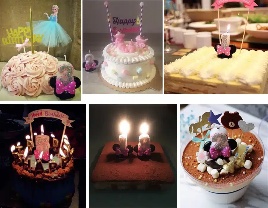 0-9 Creative Cartoon Digital Cake Candle for Birthday Pink Smokeless Art Candle Cake Decor Party Hundred Days Full Moon Candles 15