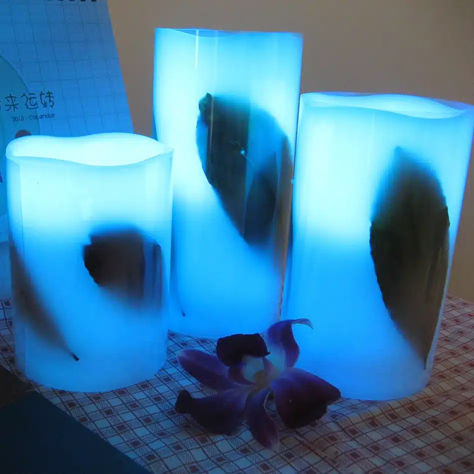 full set 3 pcs leaf inlay pattern led wax candle wireless remote control multiple color changing home decoration gift item 15