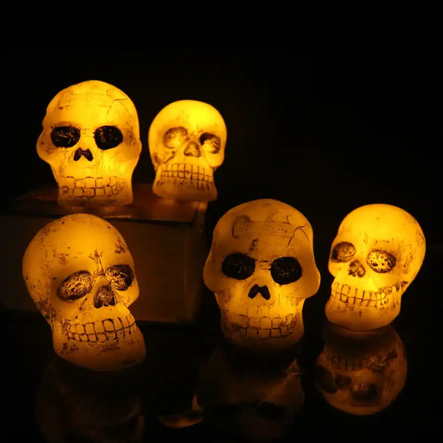 Flameless Human Mini Skull LED Candles Lamp Paraffin Wax Electronic Candle Light Halloween Toy Holiday Party Gift Decor 12