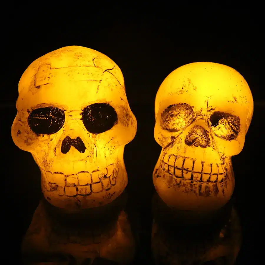 Flameless Human Mini Skull LED Candles Lamp Paraffin Wax Electronic Candle Light Halloween Toy Holiday Party Gift Decor 14