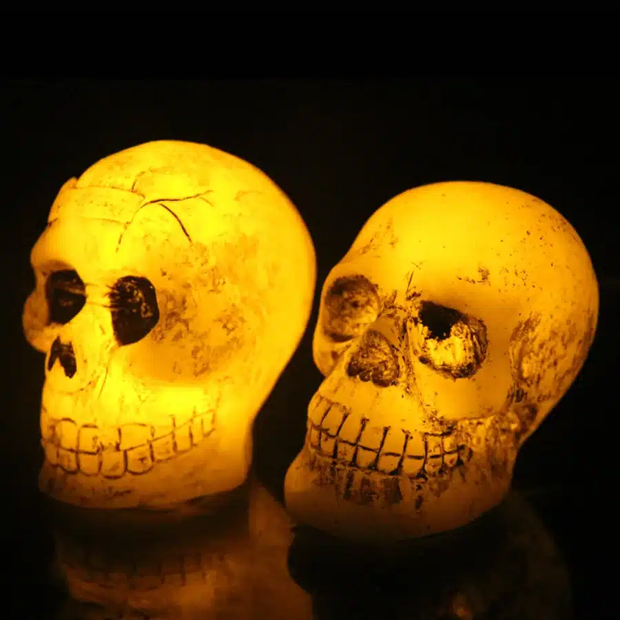 Flameless Human Mini Skull LED Candles Lamp Paraffin Wax Electronic Candle Light Halloween Toy Holiday Party Gift Decor 15