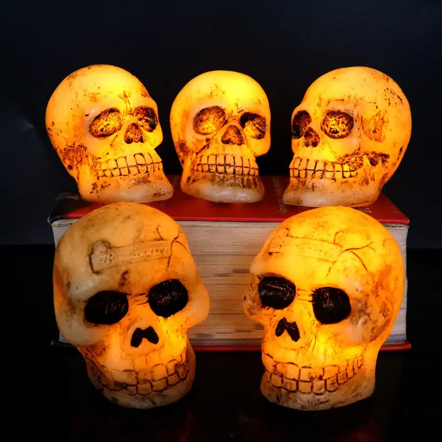Flameless Human Mini Skull LED Candles Lamp Paraffin Wax Electronic Candle Light Halloween Toy Holiday Party Gift Decor 19