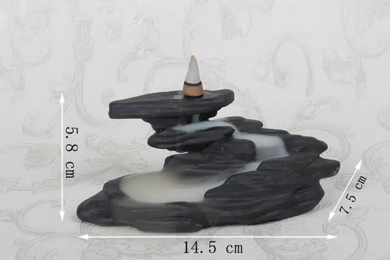 T Black Ceramic Incense Burner Smoke Backflow Cone Cense Holder Home Furnace Step Step High Temple Candle Aromatherapy Furnace 21