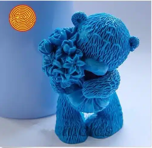 Diy Craft Molds Teddy bear with Flowers 3d silicone mold for soap and candles making baby mould 1