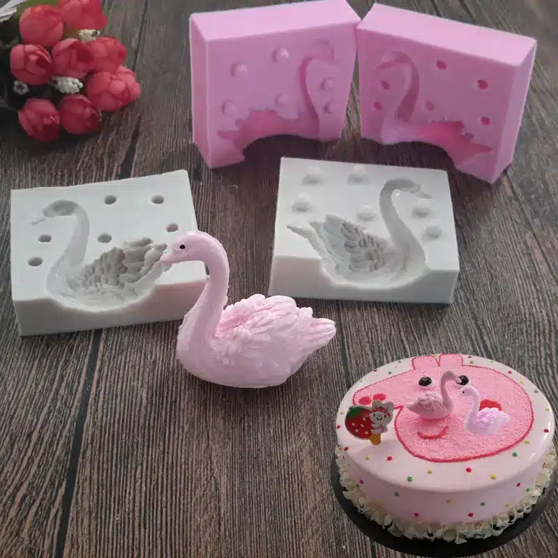 3D Beautiful Swan Fondant Silicone Mold Candle Sugar Craft Tool Chocolate Mould 6