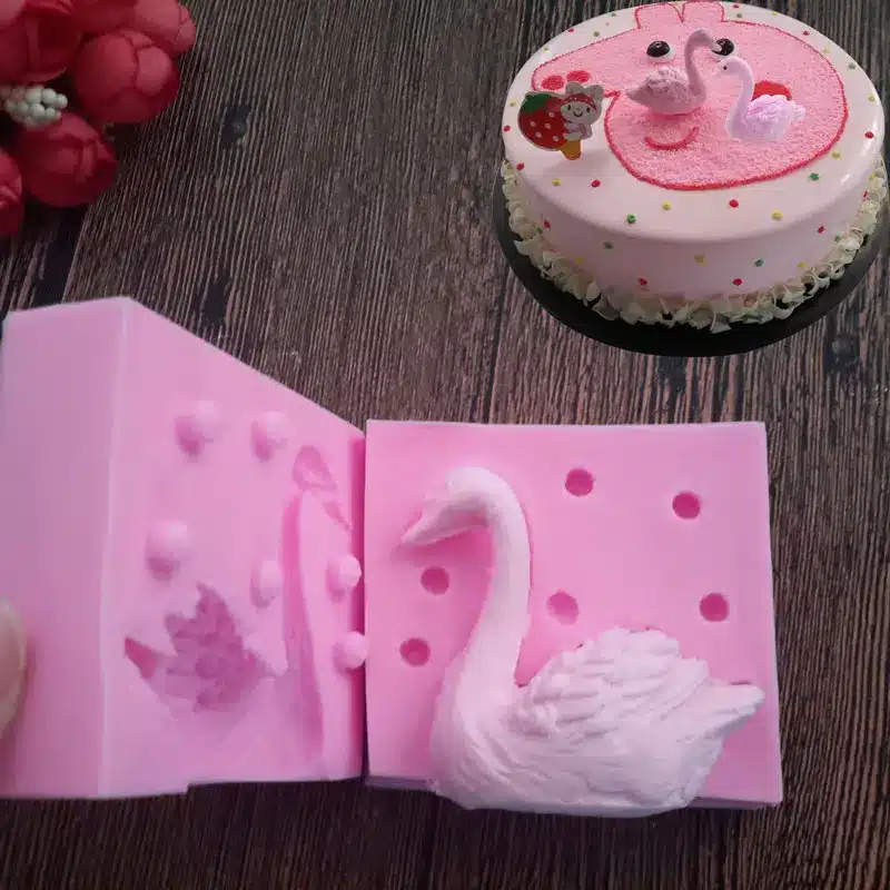 3D Beautiful Swan Fondant Silicone Mold Candle Sugar Craft Tool Chocolate Mould 7