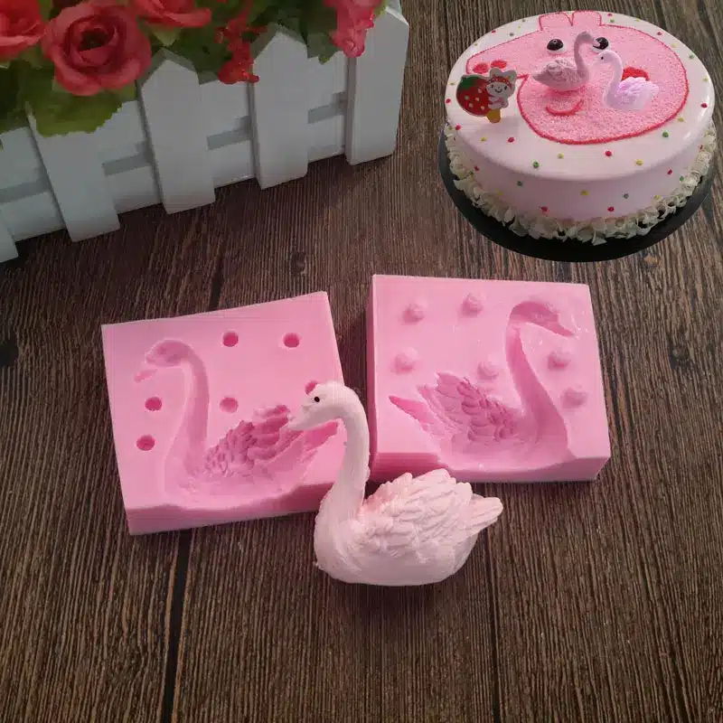 3D Beautiful Swan Fondant Silicone Mold Candle Sugar Craft Tool Chocolate Mould 9