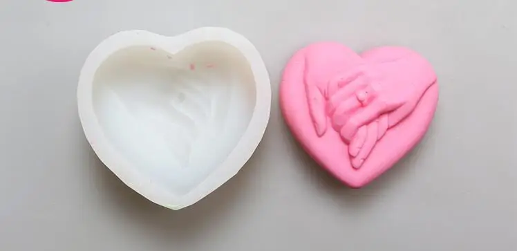 Love Heart Hand In Hand Sugarcraft Cake Decorating Soap Candle Mold Lovers Wedding Party Decoration Silicone Soap Molds 3