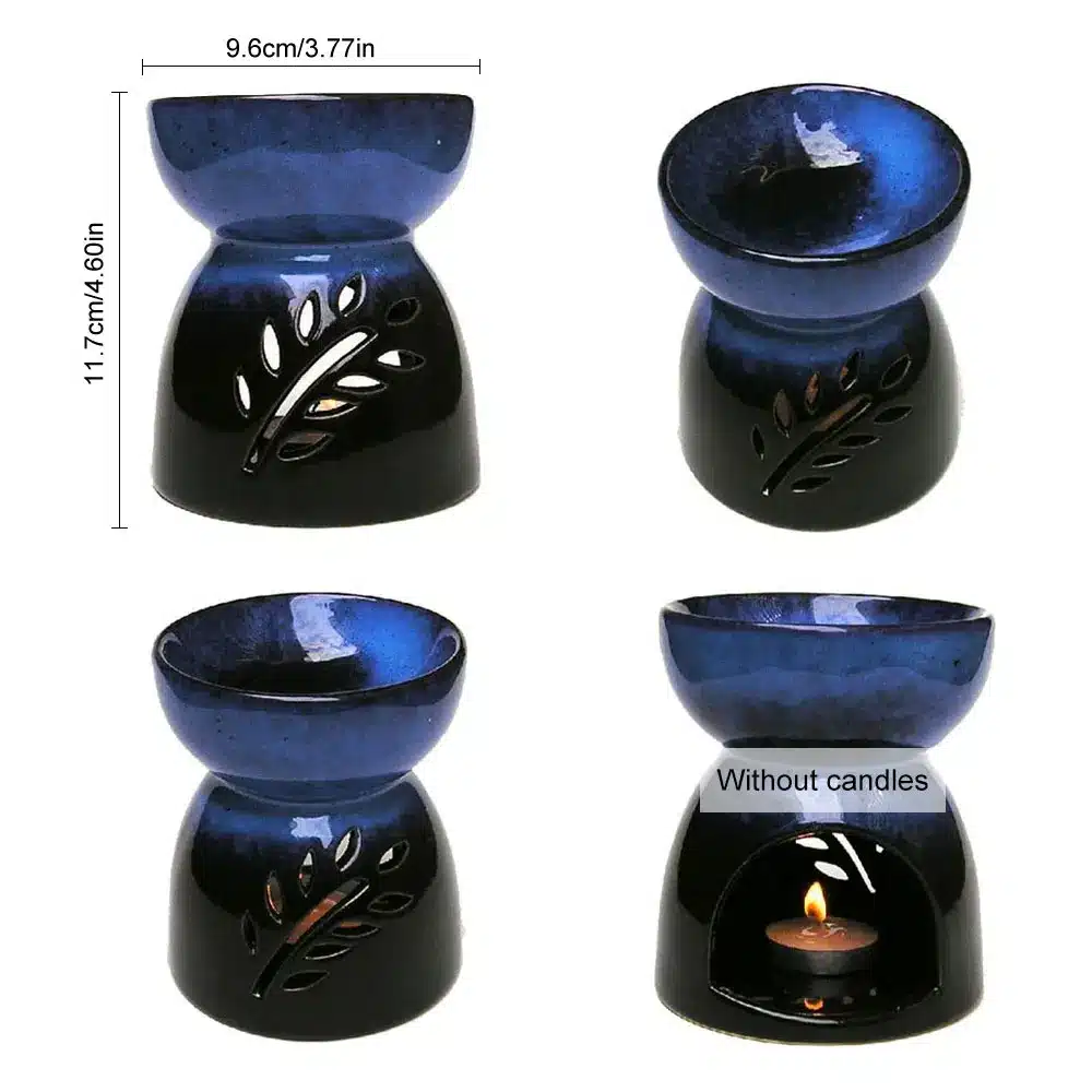 Mini Ceramic Aroma Essential Oil Lamp Hollowing Candle Furnace Essential Oil Furnace Incense Burners Home Furnishing Decoration 11