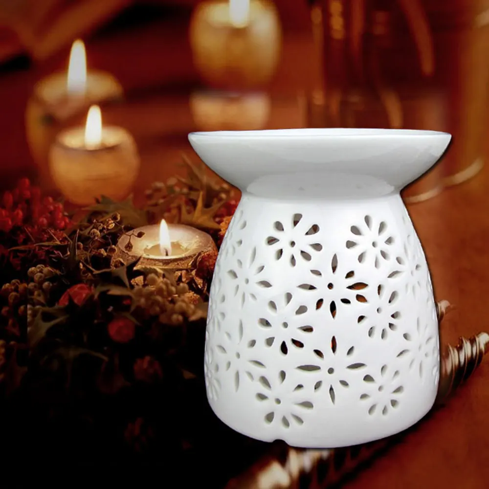 Mini Ceramic Aroma Essential Oil Lamp Hollowing Candle Furnace Essential Oil Furnace Incense Burners Home Furnishing Decoration 20