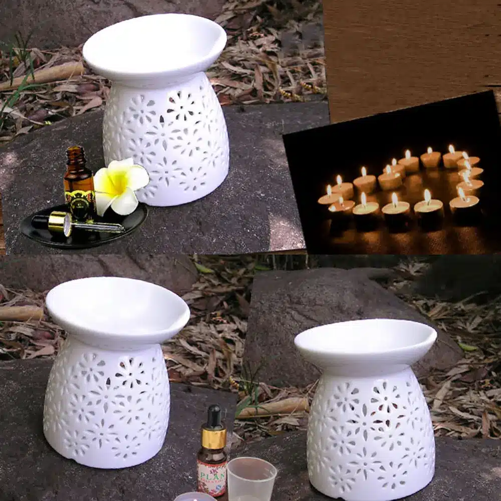 Mini Ceramic Aroma Essential Oil Lamp Hollowing Candle Furnace Essential Oil Furnace Incense Burners Home Furnishing Decoration 22