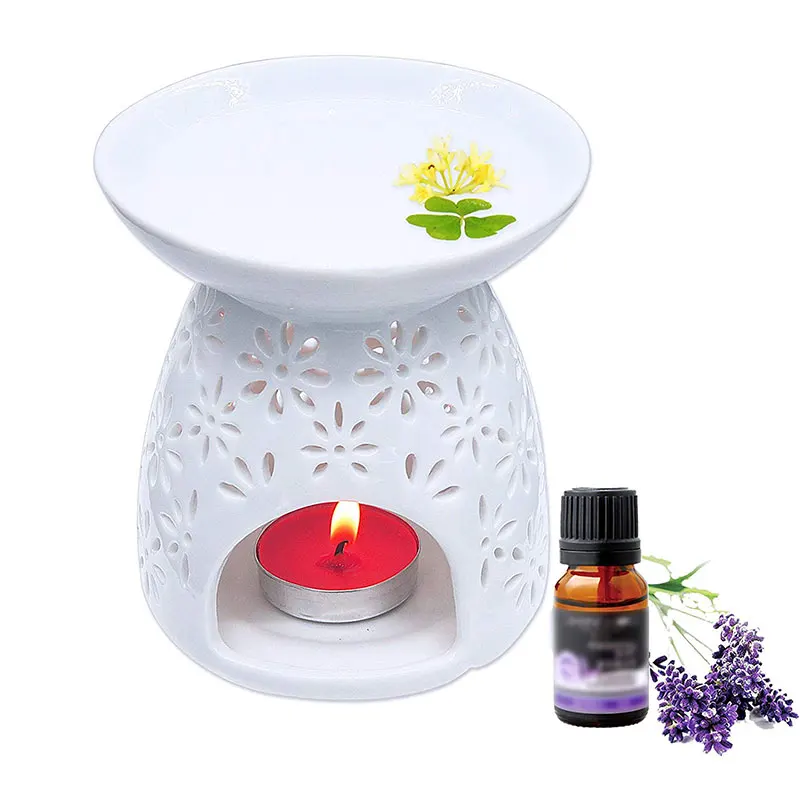 Mini Ceramic Aroma Essential Oil Lamp Hollowing Candle Furnace Essential Oil Furnace Incense Burners Home Furnishing Decoration 25