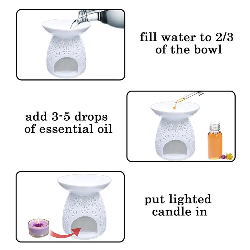 Mini Ceramic Aroma Essential Oil Lamp Hollowing Candle Furnace Essential Oil Furnace Incense Burners Home Furnishing Decoration 26