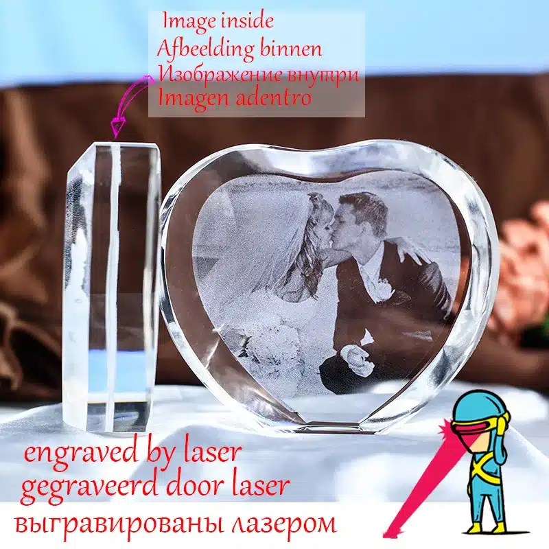 Customized Heart Shape Laser Engraved Crystal Photo Album Family Wedding Photo Frame For Valentine's Day Anniversary Gifts 13