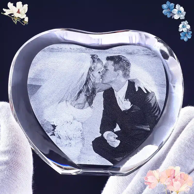 Customized Heart Shape Laser Engraved Crystal Photo Album Family Wedding Photo Frame For Valentine's Day Anniversary Gifts 15