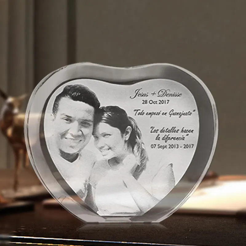 Customized Heart Shape Laser Engraved Crystal Photo Album Family Wedding Photo Frame For Valentine's Day Anniversary Gifts 16