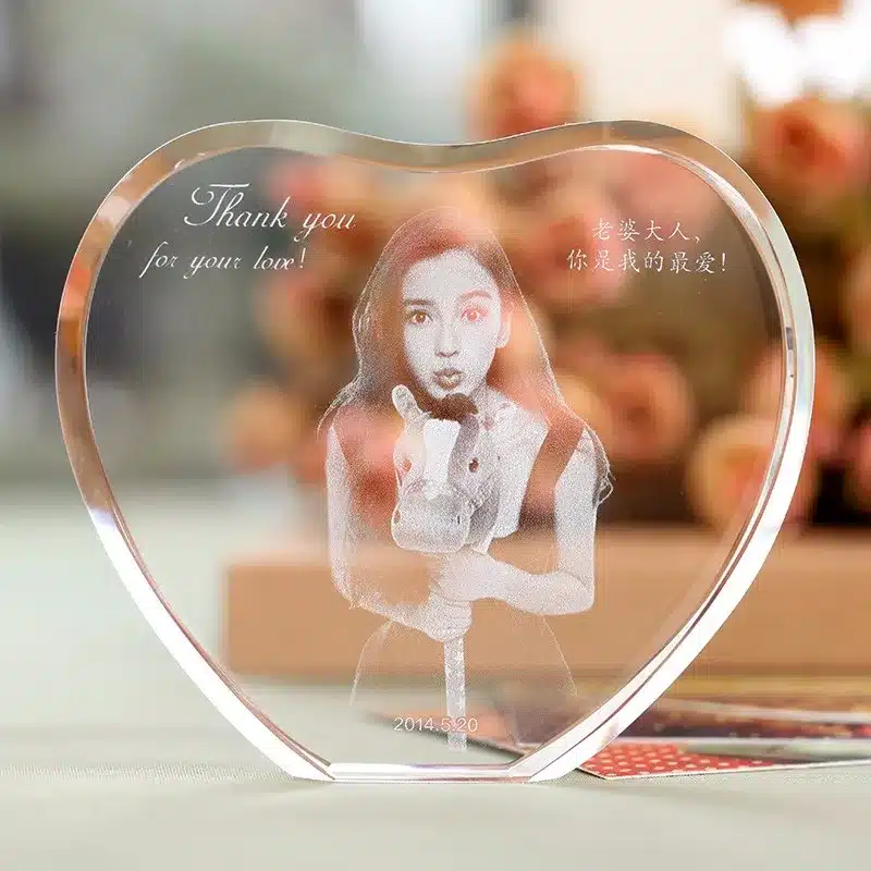 Customized Heart Shape Laser Engraved Crystal Photo Album Family Wedding Photo Frame For Valentine's Day Anniversary Gifts 17