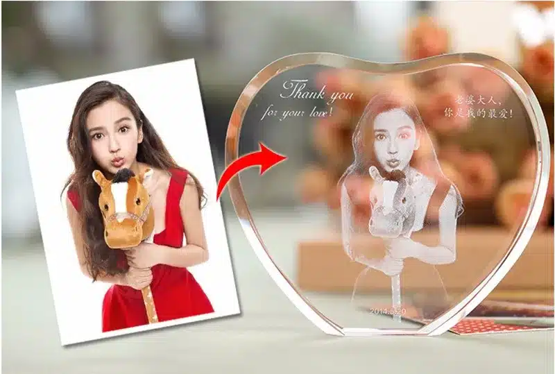 Customized Heart Shape Laser Engraved Crystal Photo Album Family Wedding Photo Frame For Valentine's Day Anniversary Gifts 19