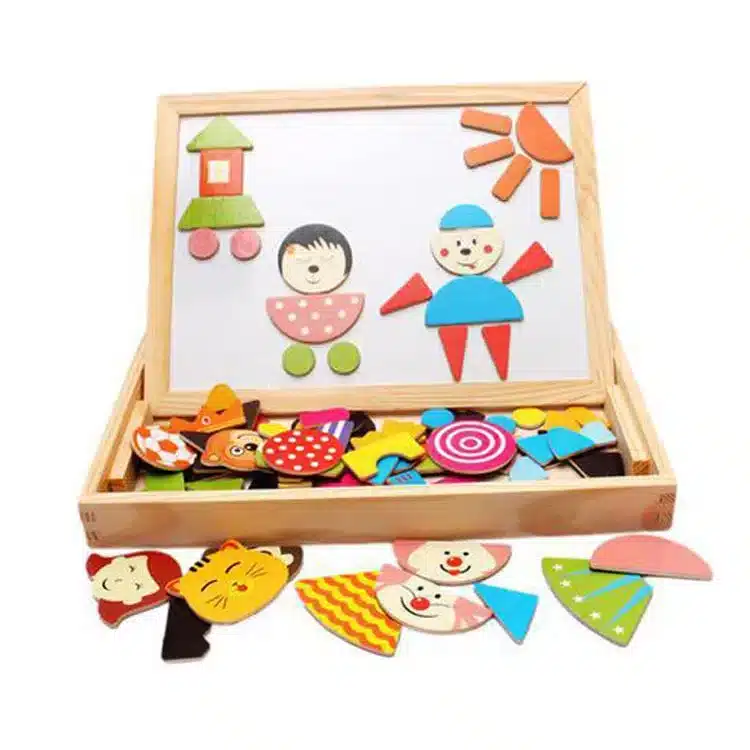 Mambobaby Cartoon Kids Educational Toys Wooden Puzzles For Children Forest Park Multifunctional Magnetic Puzzles Drawing Board 13