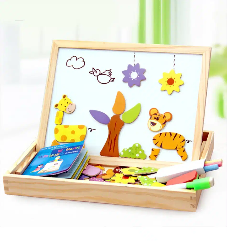 Wooden Magnetic Puzzle Figure/Animals/ Vehicle /Circus Drawing Board 5 Styles Box Educational Toy Gift 27