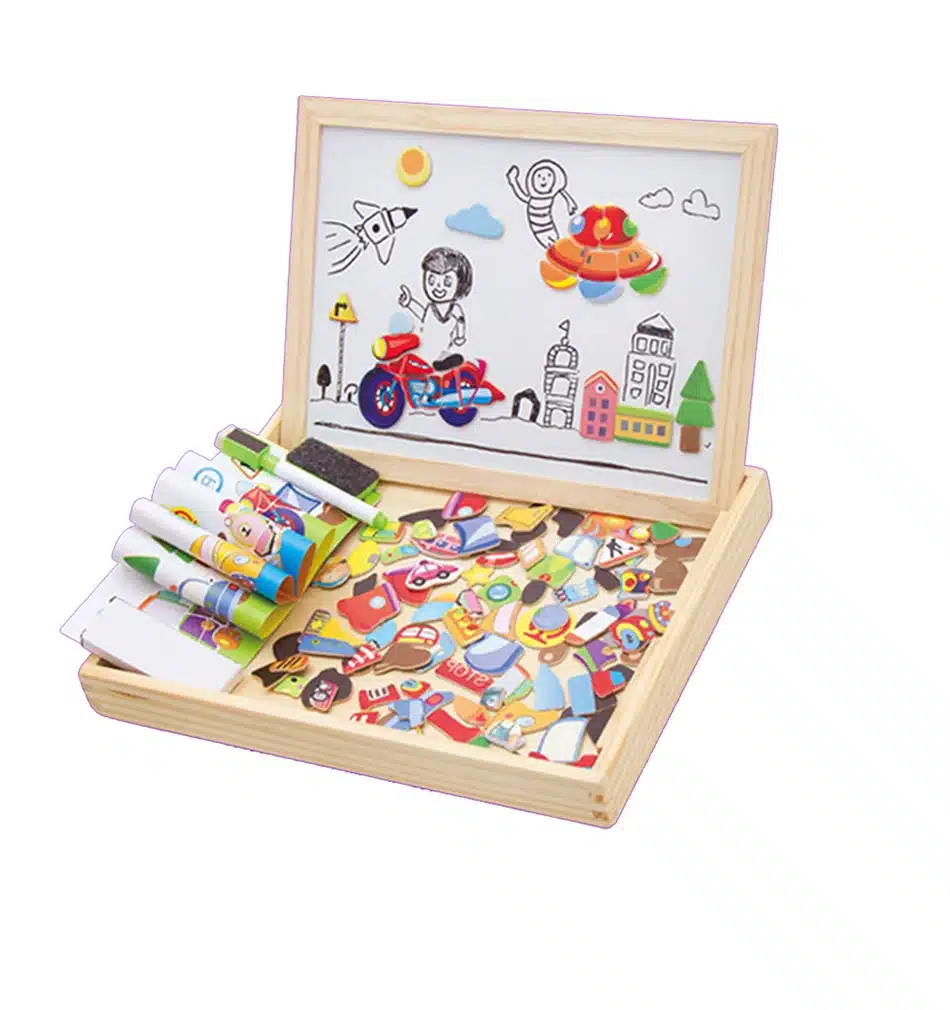 Wooden Magnetic Puzzle Figure/Animals/ Vehicle /Circus Drawing Board 5 Styles Box Educational Toy Gift 29