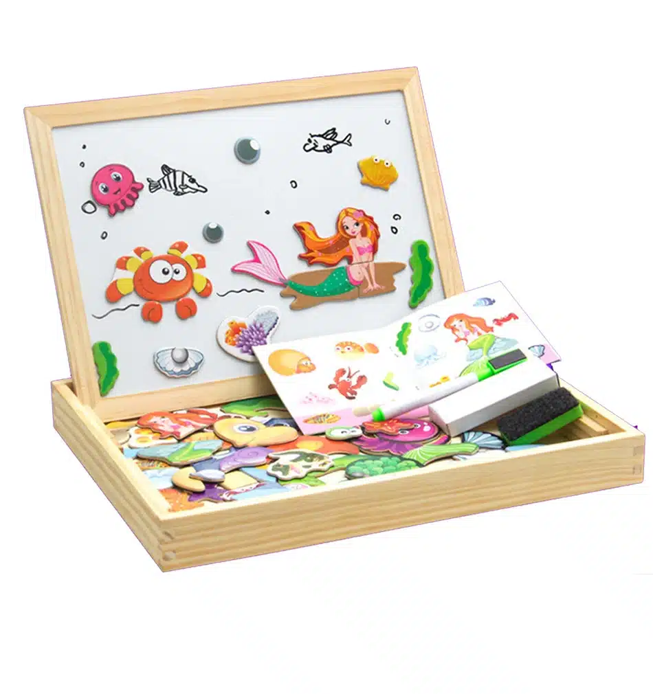 Wooden Magnetic Puzzle Figure/Animals/ Vehicle /Circus Drawing Board 5 Styles Box Educational Toy Gift 31