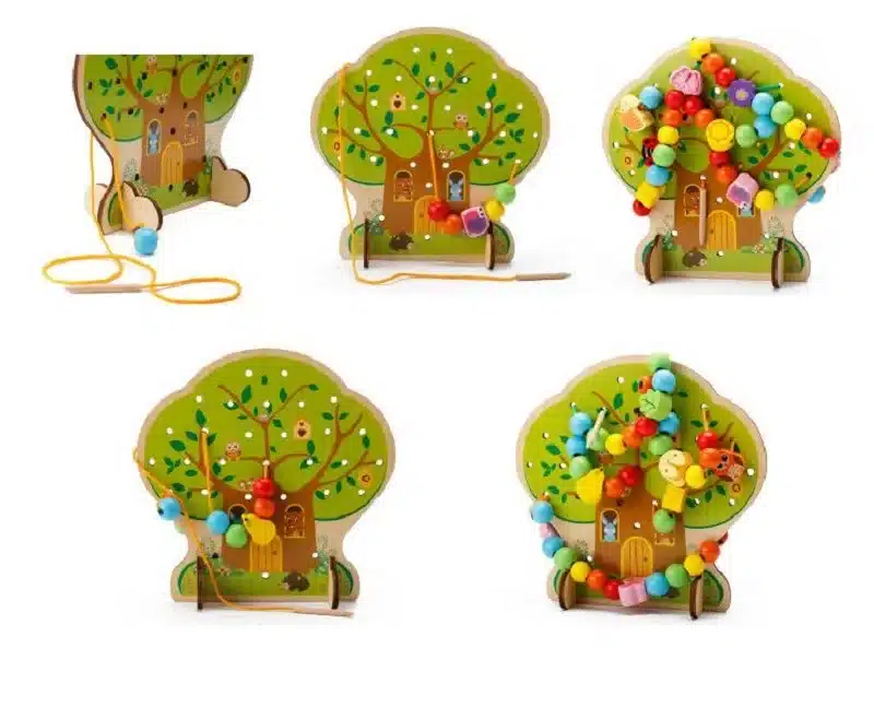 Montessori Learning Education Wooden Toys Cartoon fruit tree Fruit Beads Educational Toy For Children Birthday gift 14