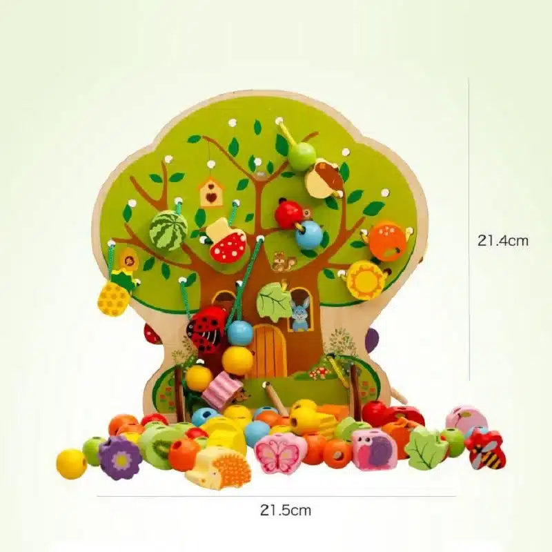 Montessori Learning Education Wooden Toys Cartoon fruit tree Fruit Beads Educational Toy For Children Birthday gift 16