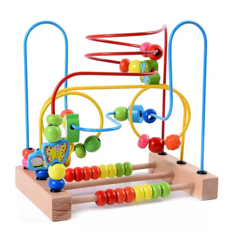 MWZ Wooden Baby Toddler Early Educational Toys Circle First Bead Coaster Maze For Kids Children 9