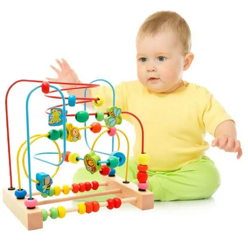 MWZ Wooden Baby Toddler Early Educational Toys Circle First Bead Coaster Maze For Kids Children 10