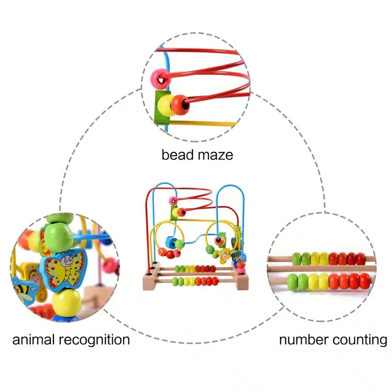 MWZ Wooden Baby Toddler Early Educational Toys Circle First Bead Coaster Maze For Kids Children 13