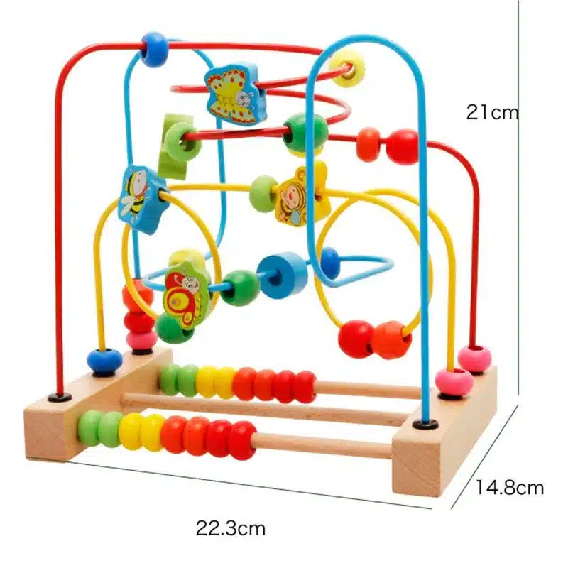 MWZ Wooden Baby Toddler Early Educational Toys Circle First Bead Coaster Maze For Kids Children 14