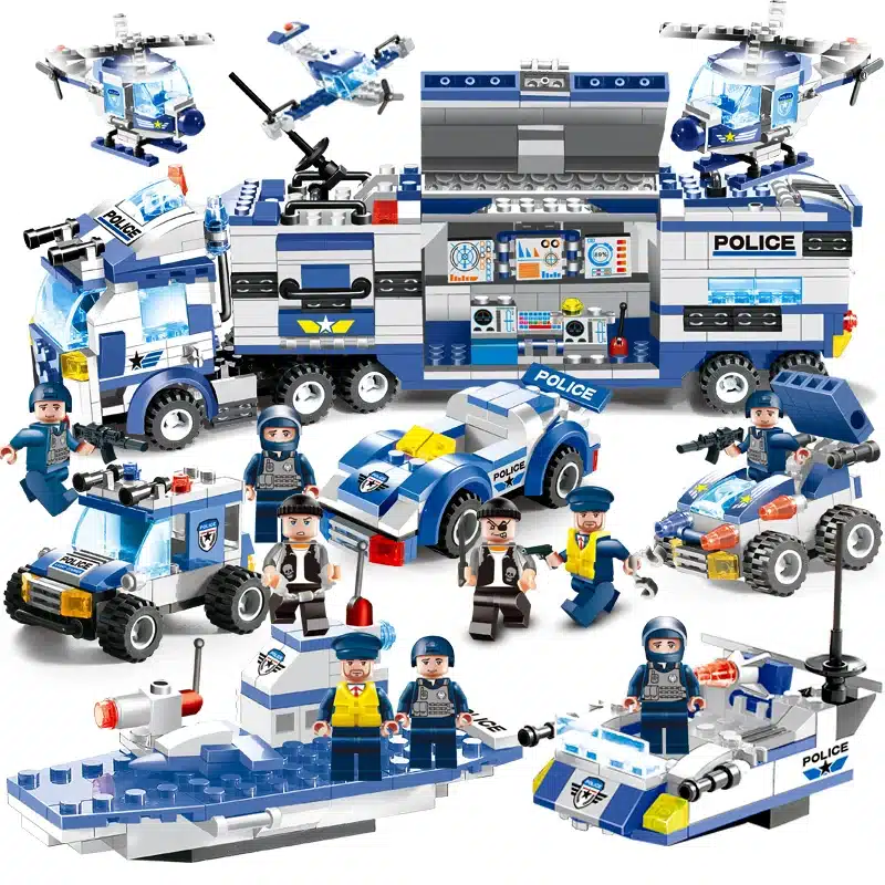 8 in 1 City Police Series Police Station Building Blocks DIY Bricks Educational Toys For Children Compatible with Legoed Blocks 12