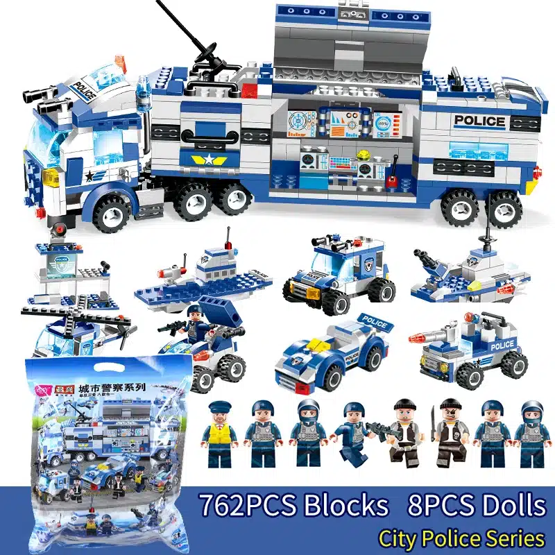 8 in 1 City Police Series Police Station Building Blocks DIY Bricks Educational Toys For Children Compatible with Legoed Blocks 13